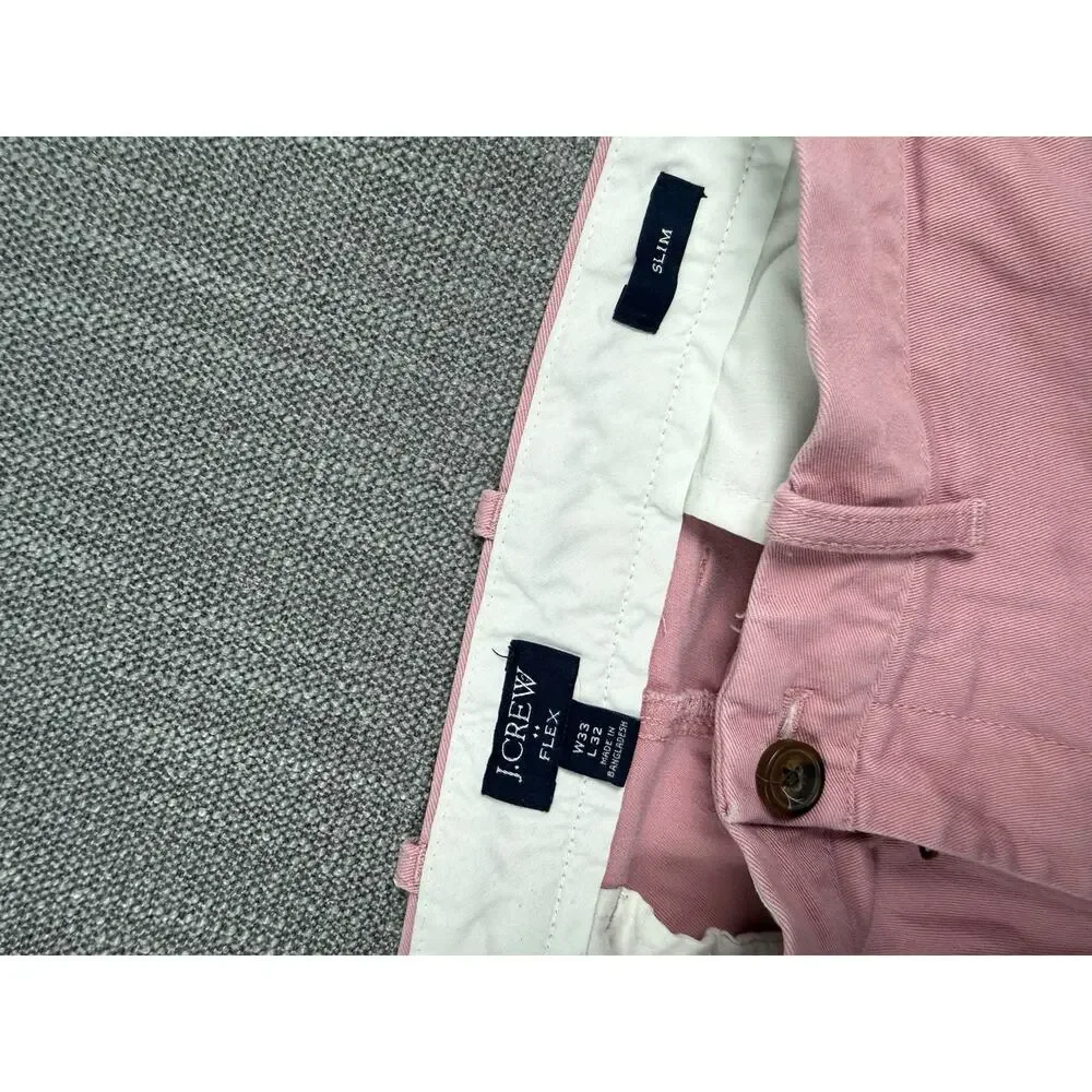 J.Crew Flex Slim Chino Pants Men’s 33x29.5 Pink Stretch Cotton Casual